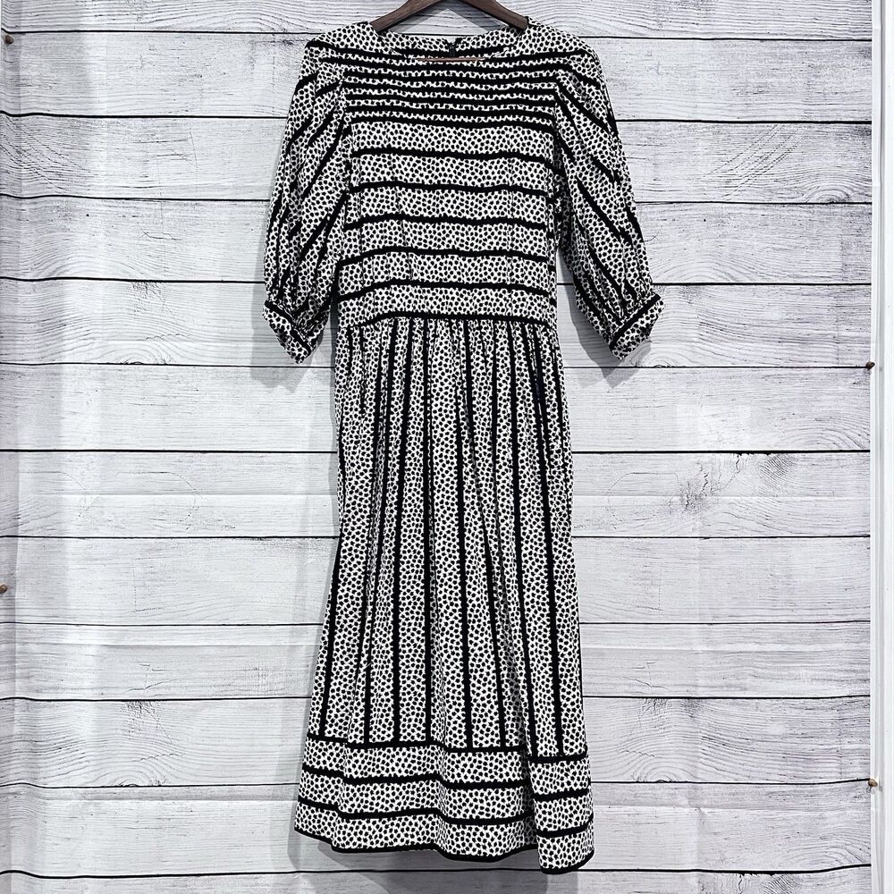 Morelle Floral Print Bell Sleeve Midi Dres Cottage Core Size 14 Vintage